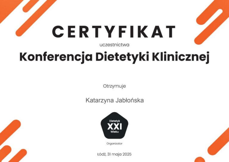 Certyfikat Jabłońska dietetyk 4